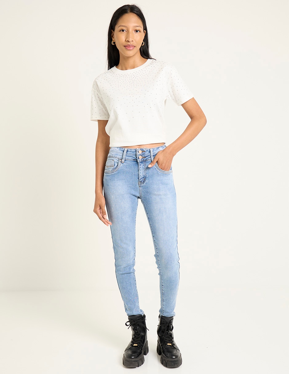 Jeans skinny corte cintura para mujer 3