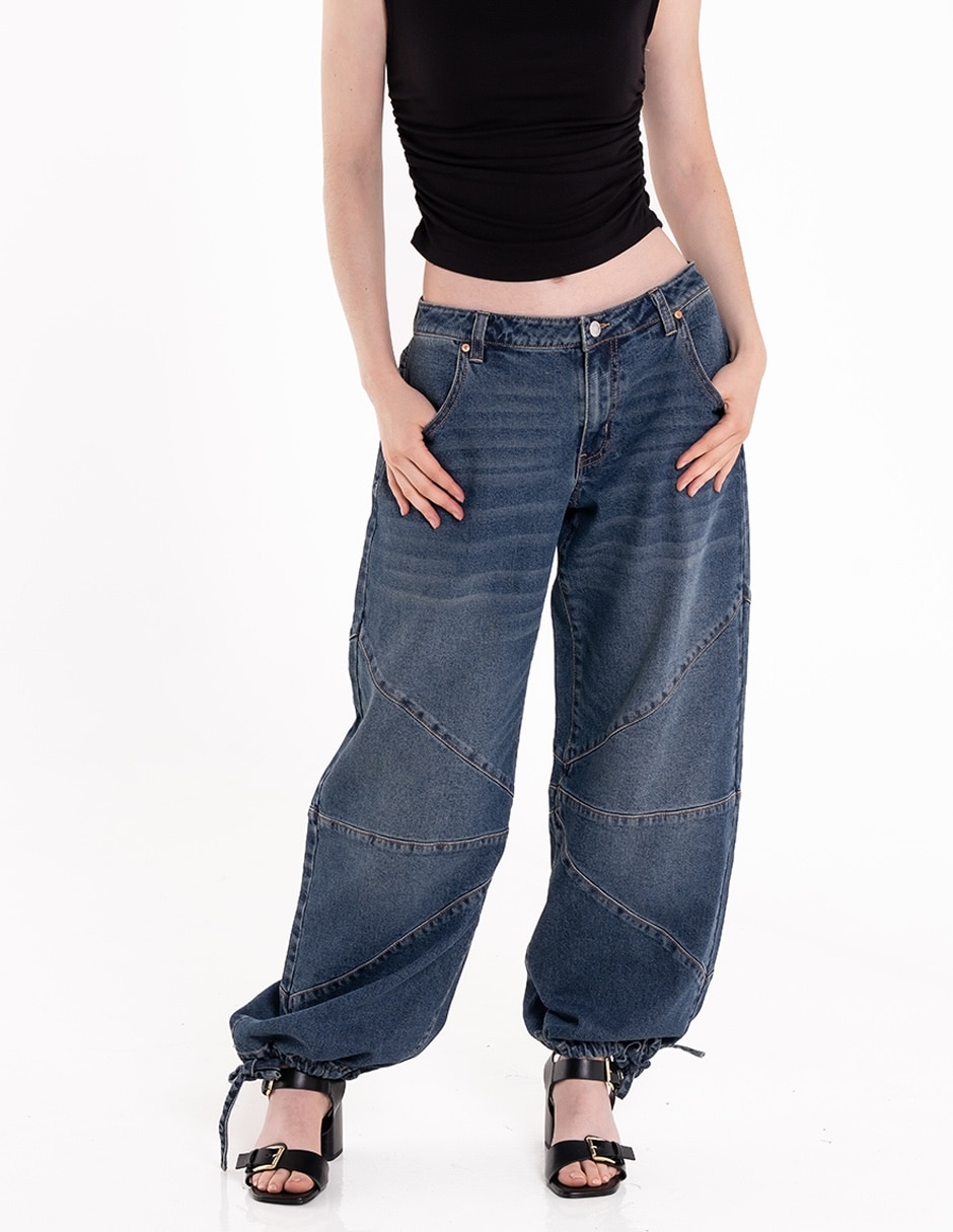 Jeans amplio SUBA4X-92H WBLU corte cintura para mujer 2