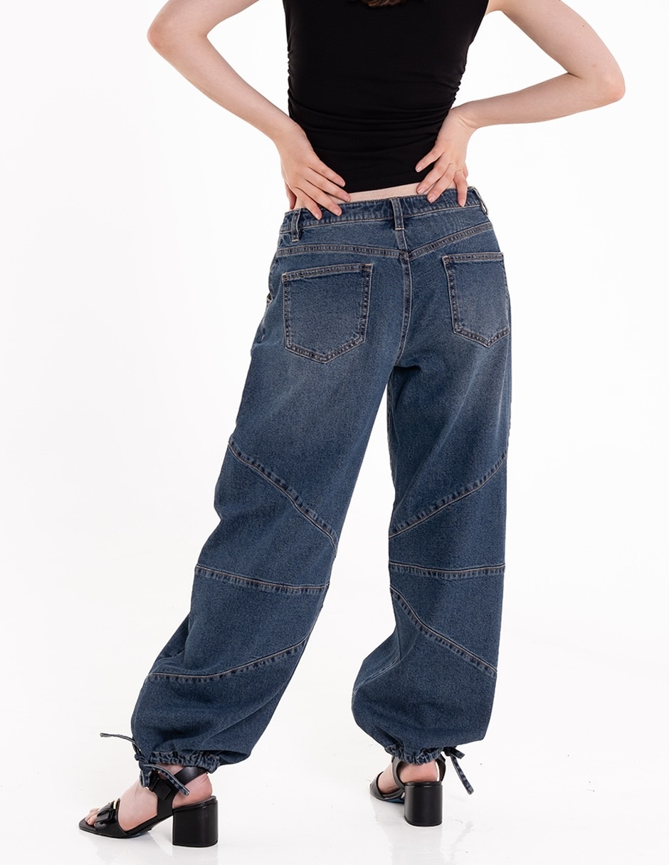 Jeans amplio SUBA4X-92H WBLU corte cintura para mujer 3