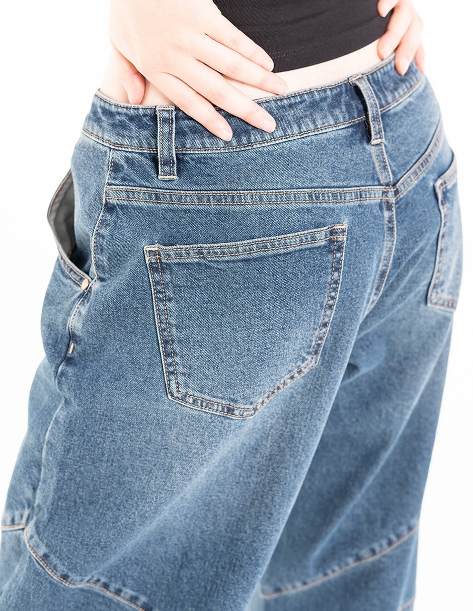 Jeans amplio SUBA4X-92H WBLU corte cintura para mujer 6