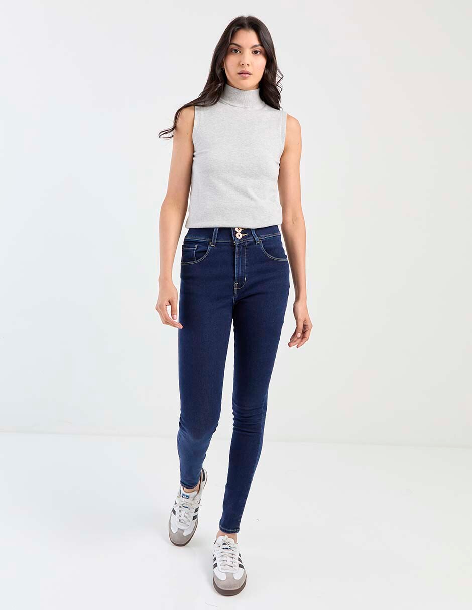 Jeans skinny corte cintura alta para mujer 3