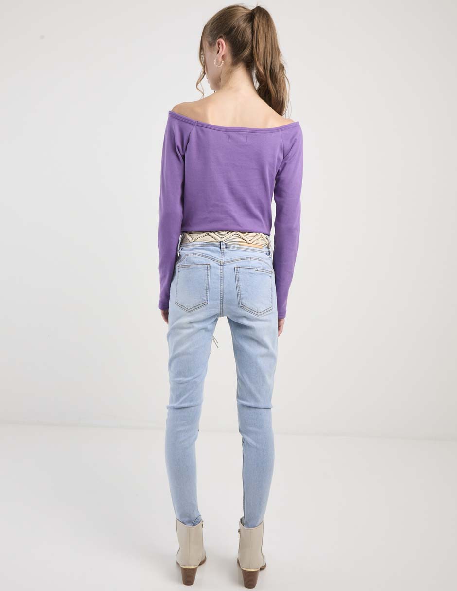 Jeans skinny corte cintura para mujer 2