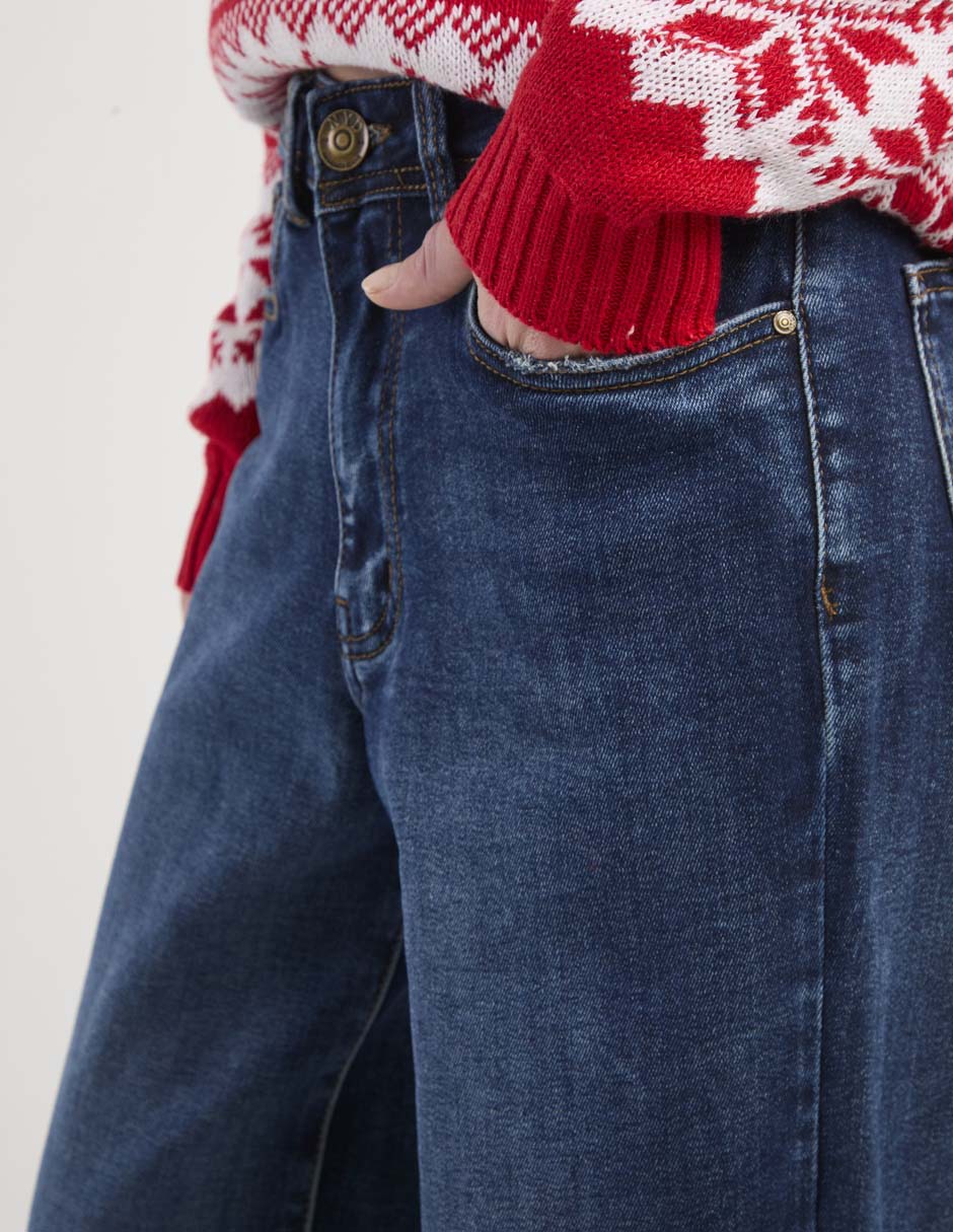 Jeans straight BHI-2510-1326N corte cintura para mujer 4