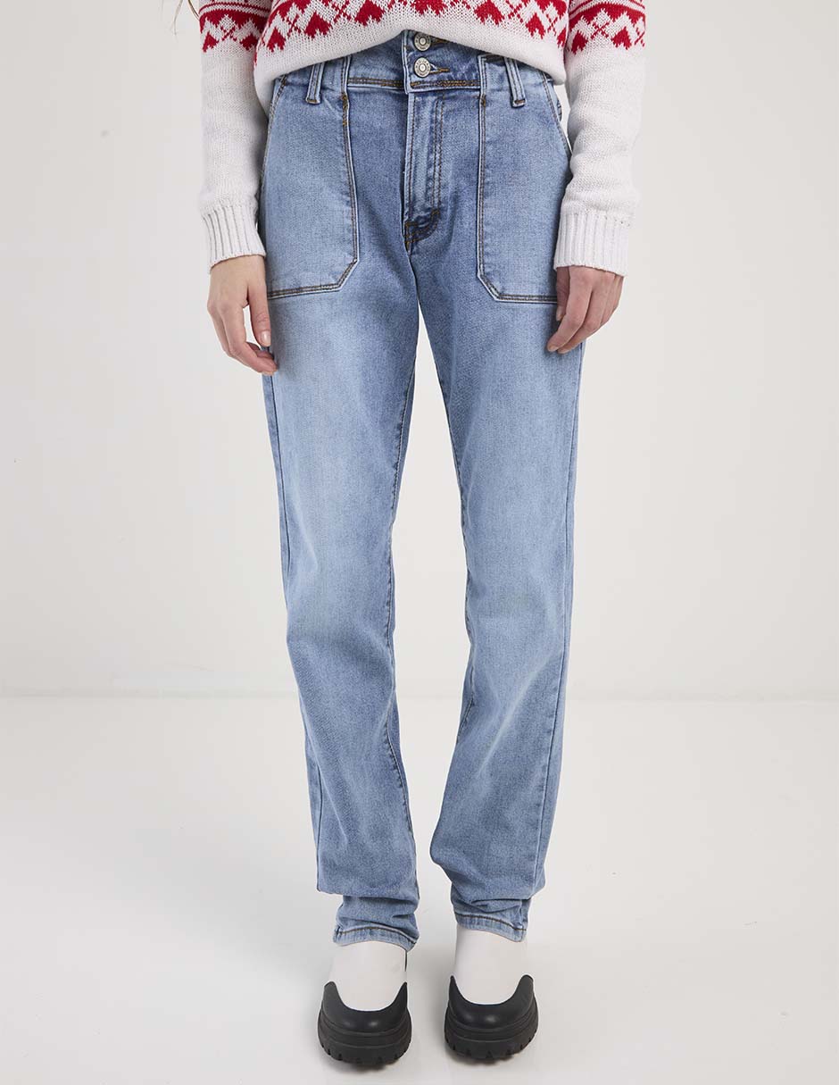 Jeans straight corte cintura para mujer Jeans straight corte cintura para mujer
