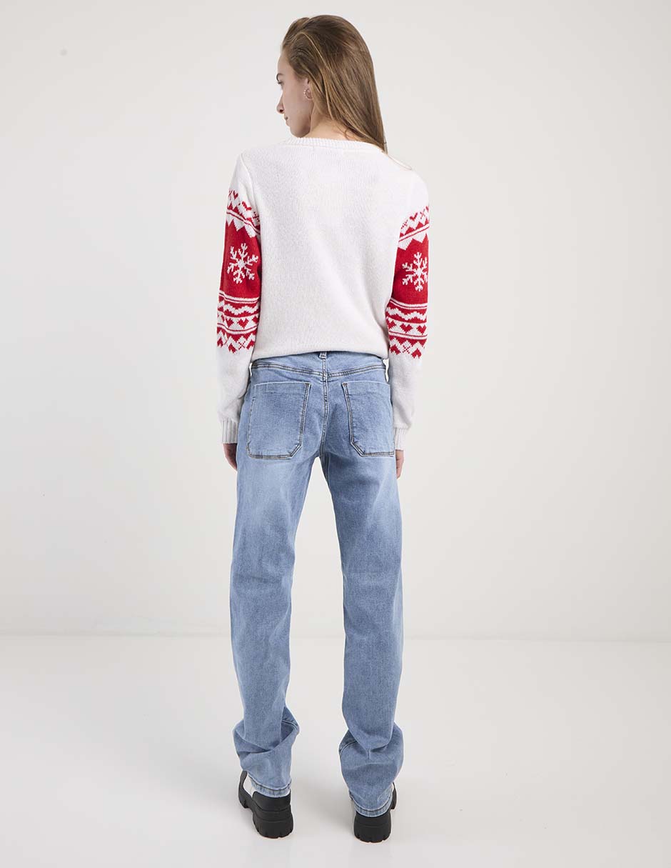 Jeans straight corte cintura para mujer 2
