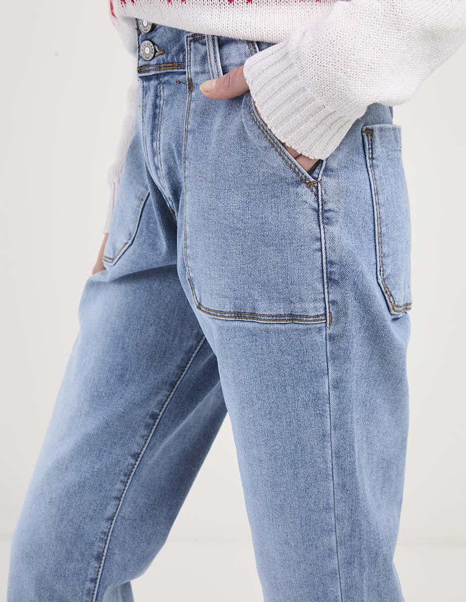 Jeans straight corte cintura para mujer 4