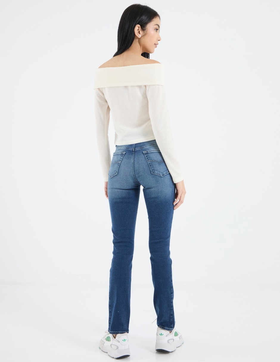 Jeans slim corte cintura media para mujer 2