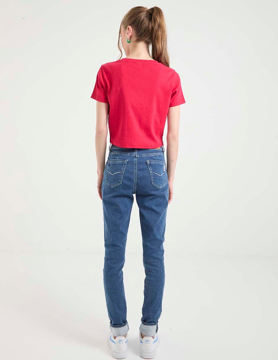 Jeans skinny corte cintura alta para mujer 2