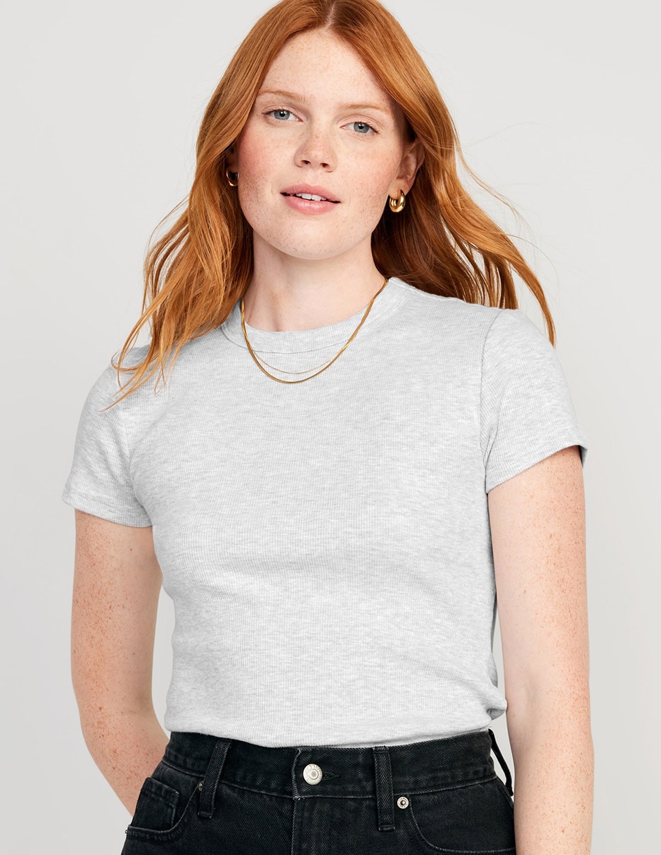 Playera manga corta cuello redondo para mujer