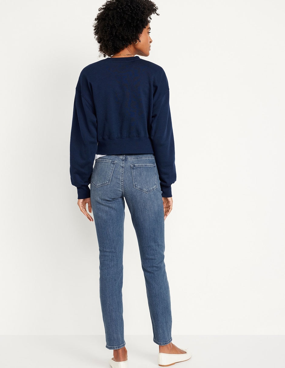 Jeans straight corte cintura para mujer 2