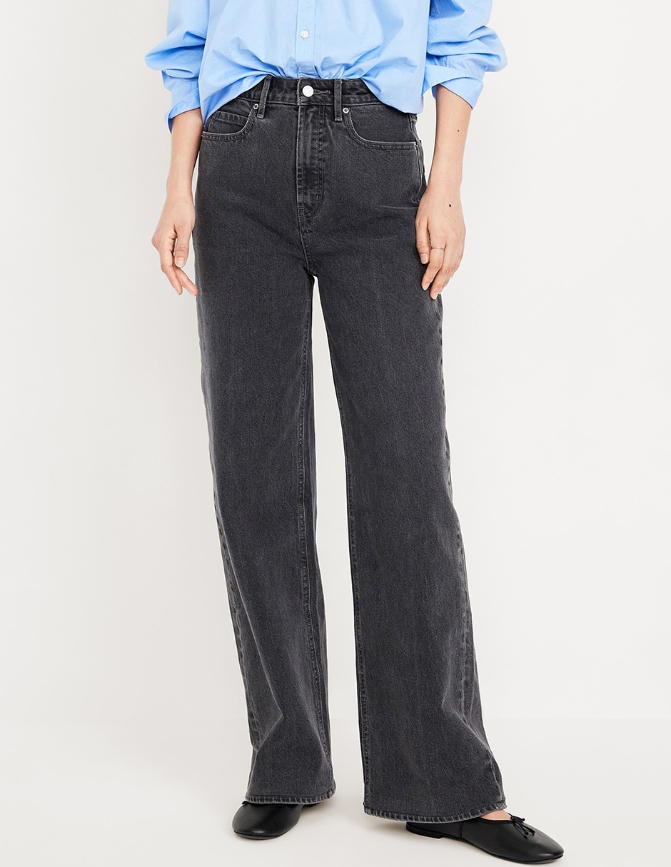 Jeans wide leg 508655-000 corte cintura para mujer Jeans wide leg 508655-000 corte cintura para mujer
