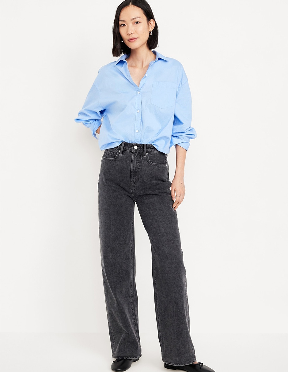 Jeans wide leg 508655-000 corte cintura para mujer 4