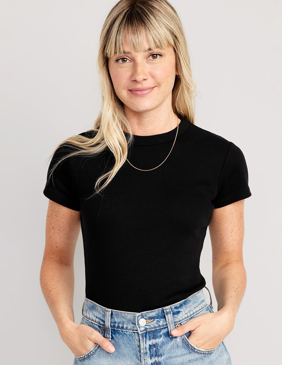 Playera manga corta cuello redondo para mujer 1