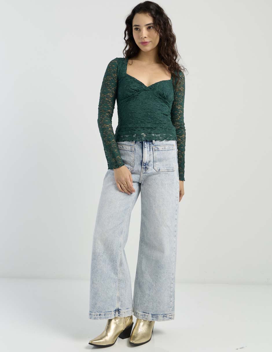 Blusa Madden Girl manga larga para mujer