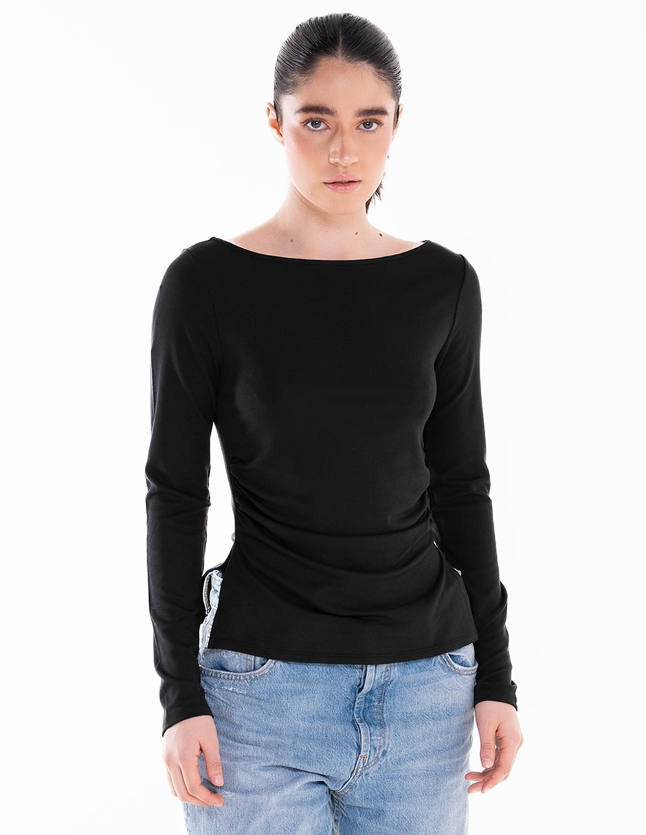 Playera manga larga cuello redondo para mujer Playera manga larga cuello redondo para mujer