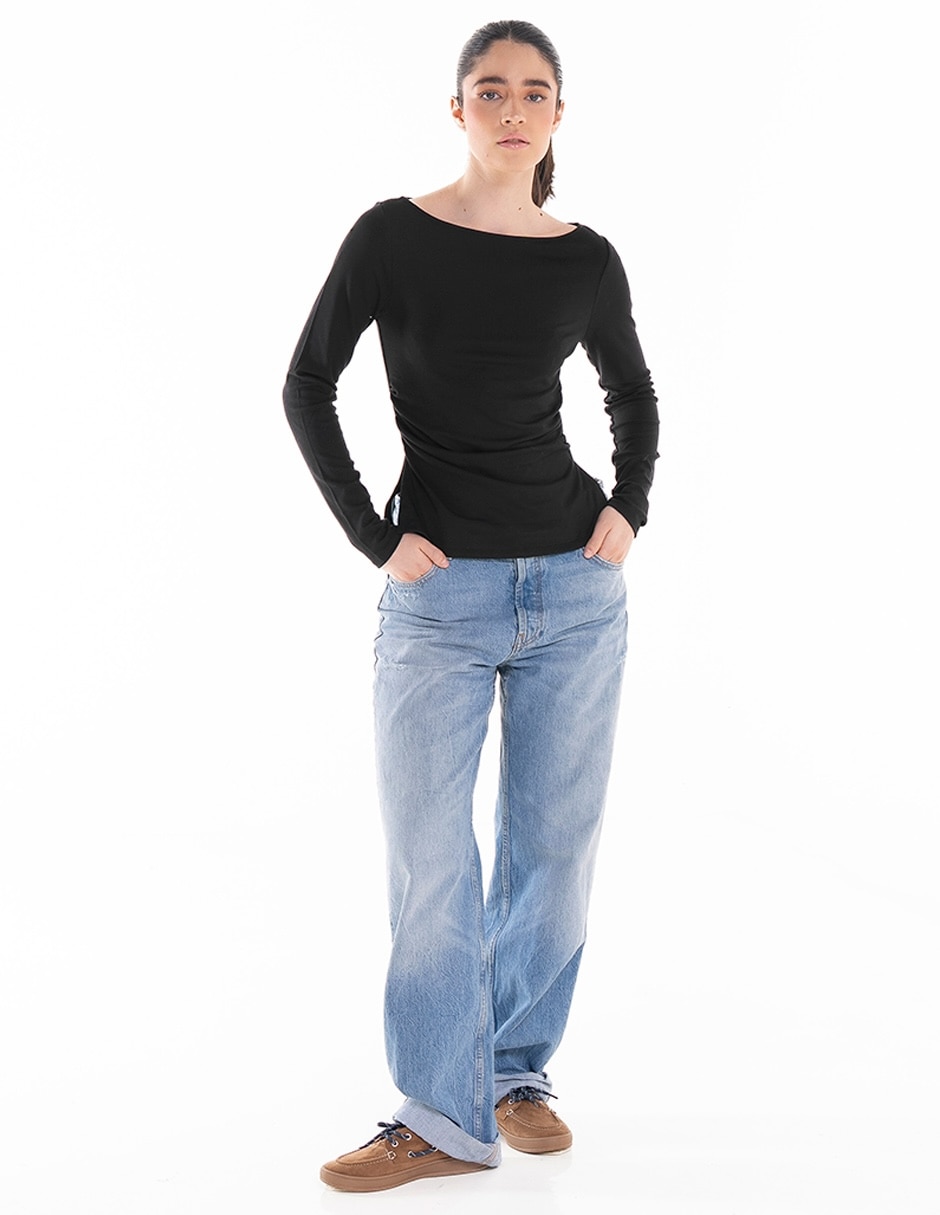 Playera manga larga cuello redondo para mujer 3