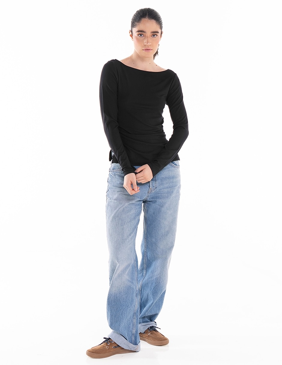 Playera manga larga cuello redondo para mujer 4