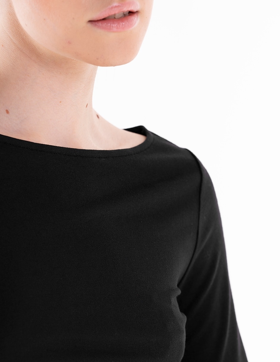 Playera manga larga cuello redondo para mujer 5