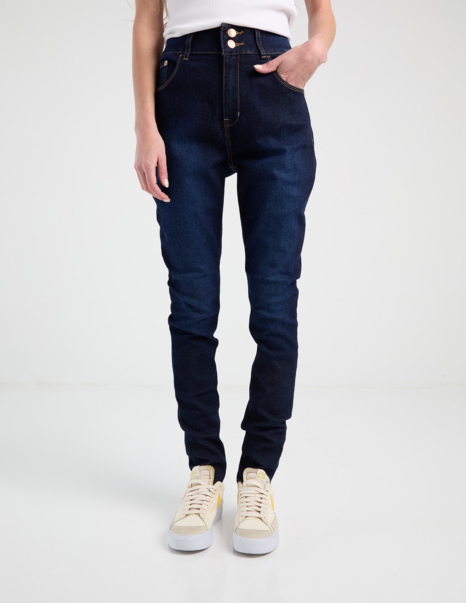 Jeans ultra skinny corte cintura alta para mujer