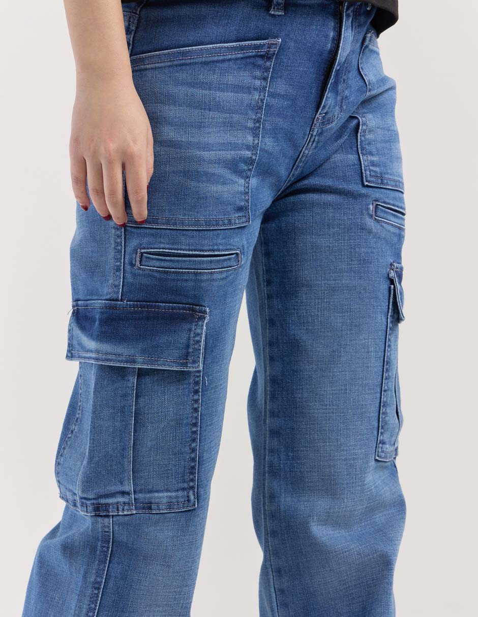 Jeans cargo wide leg wide leg 2610 para mujer 2