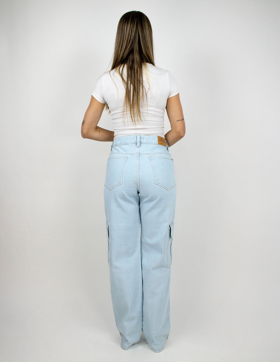 Jeans cargo wide leg para mujer