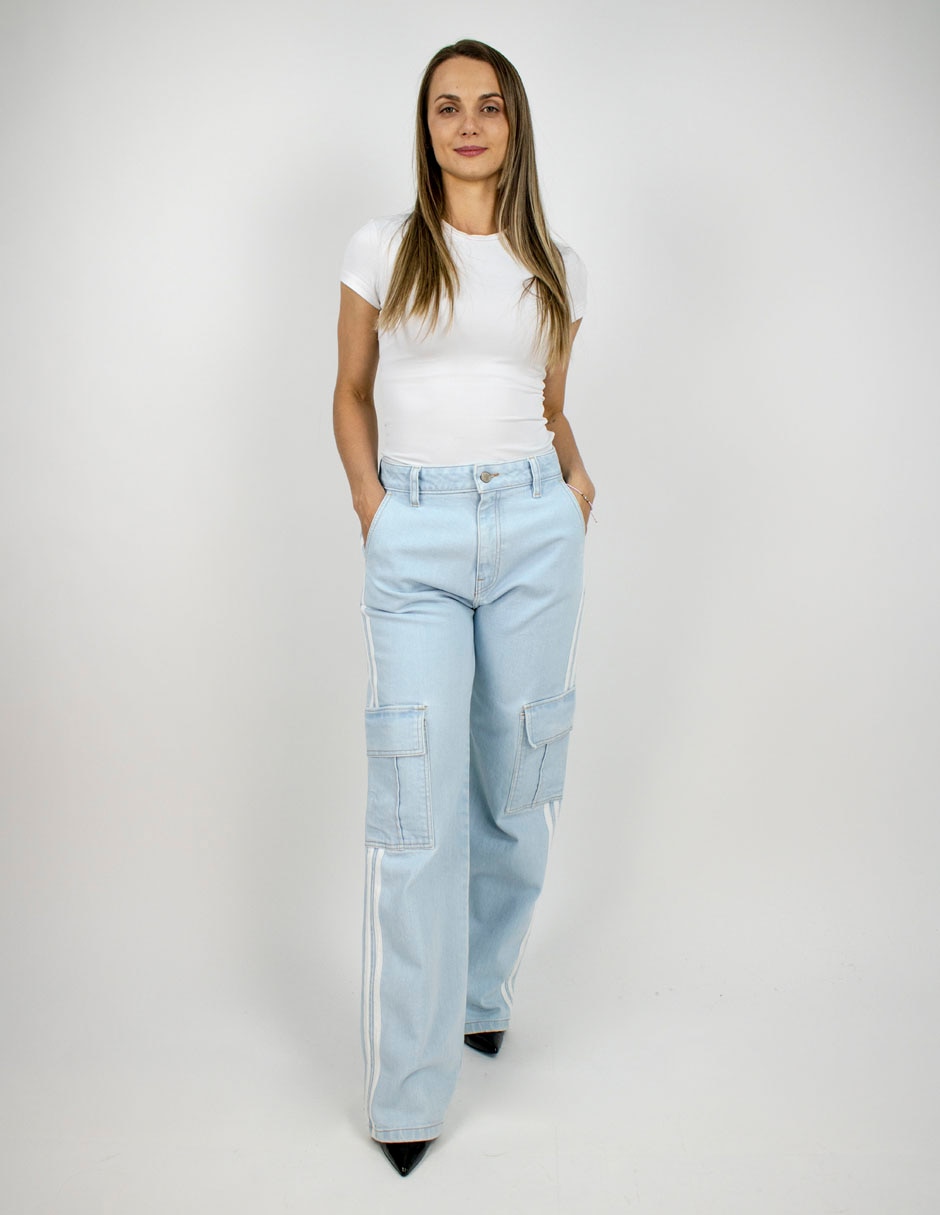 Jeans cargo wide leg para mujer