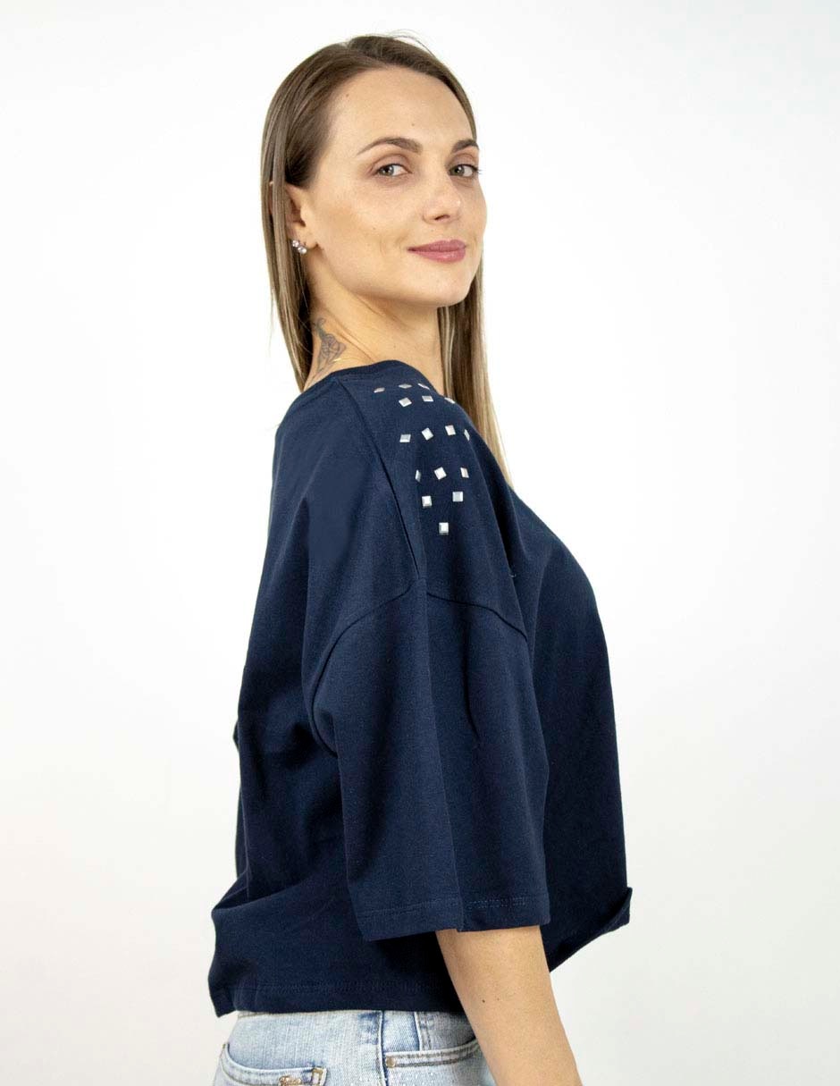 Playera manga al codo cuello redondo mujer 2