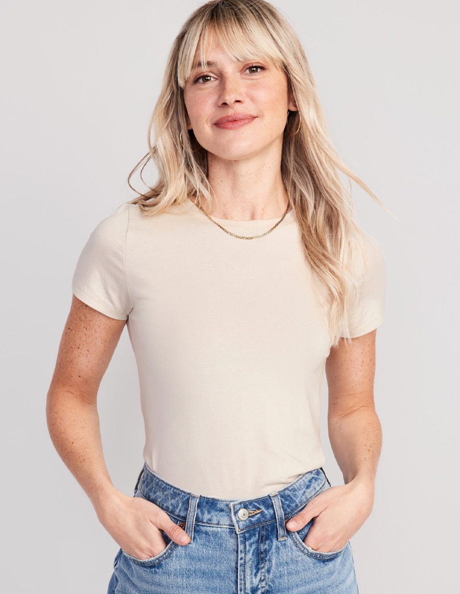 Playera manga corta cuello redondo para mujer