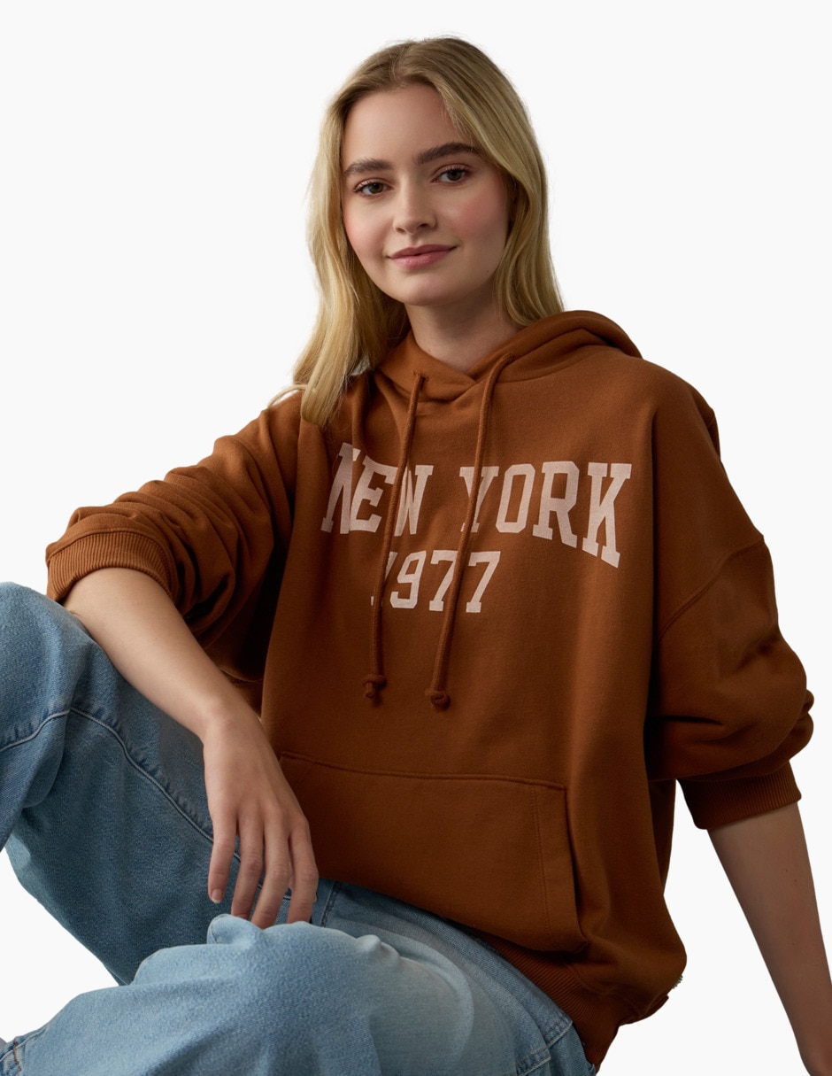 Sudadera con capucha y bolsa para mujer