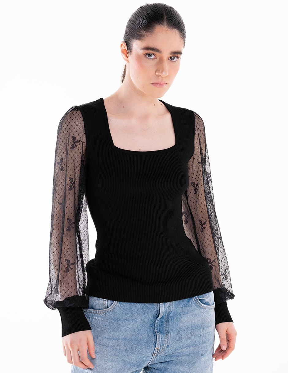 Blusa Madden Girl manga larga para mujer