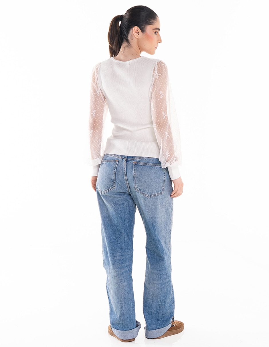 Blusa Madden Girl manga larga para mujer
