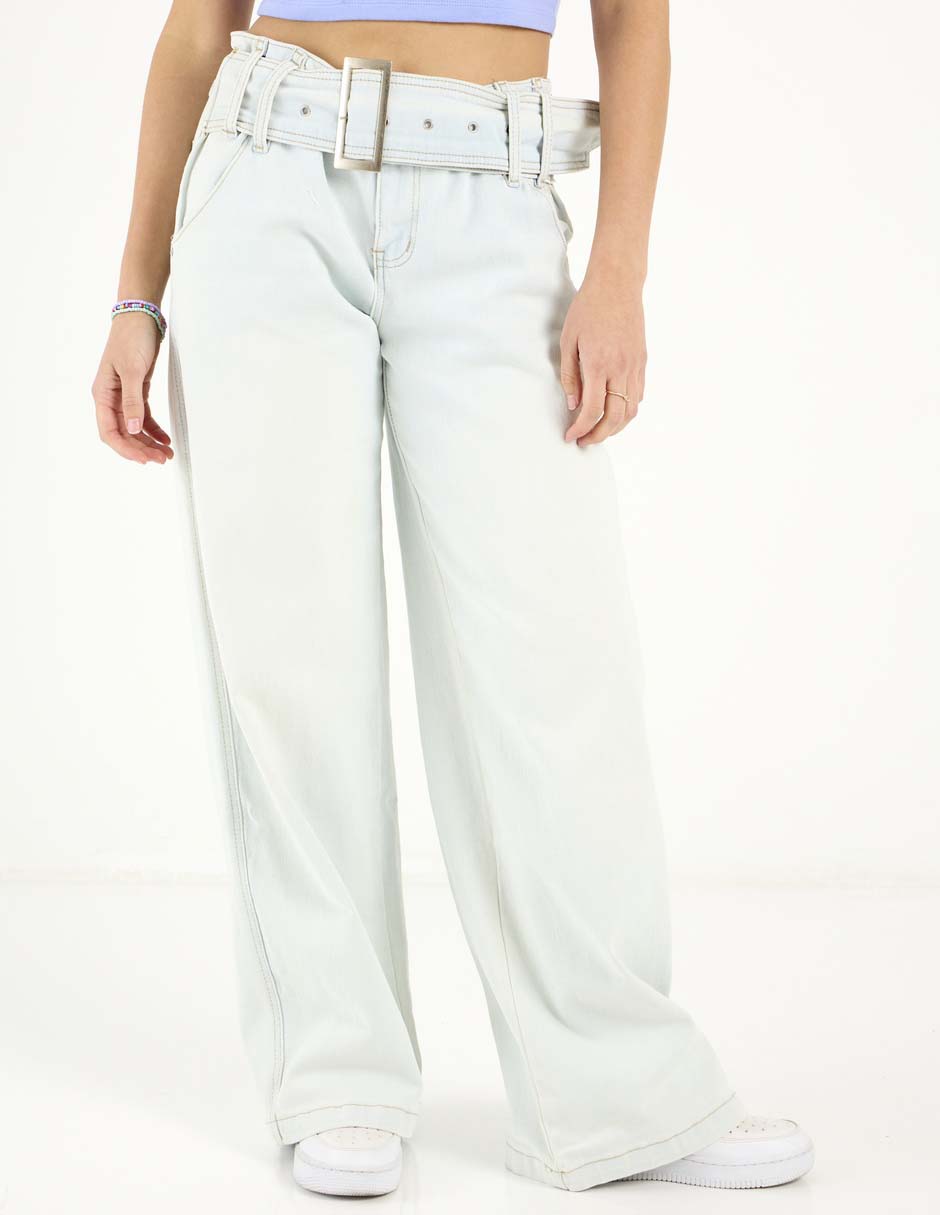 Jeans relaxed wide leg cintura media para mujer Jeans relaxed wide leg cintura media para mujer