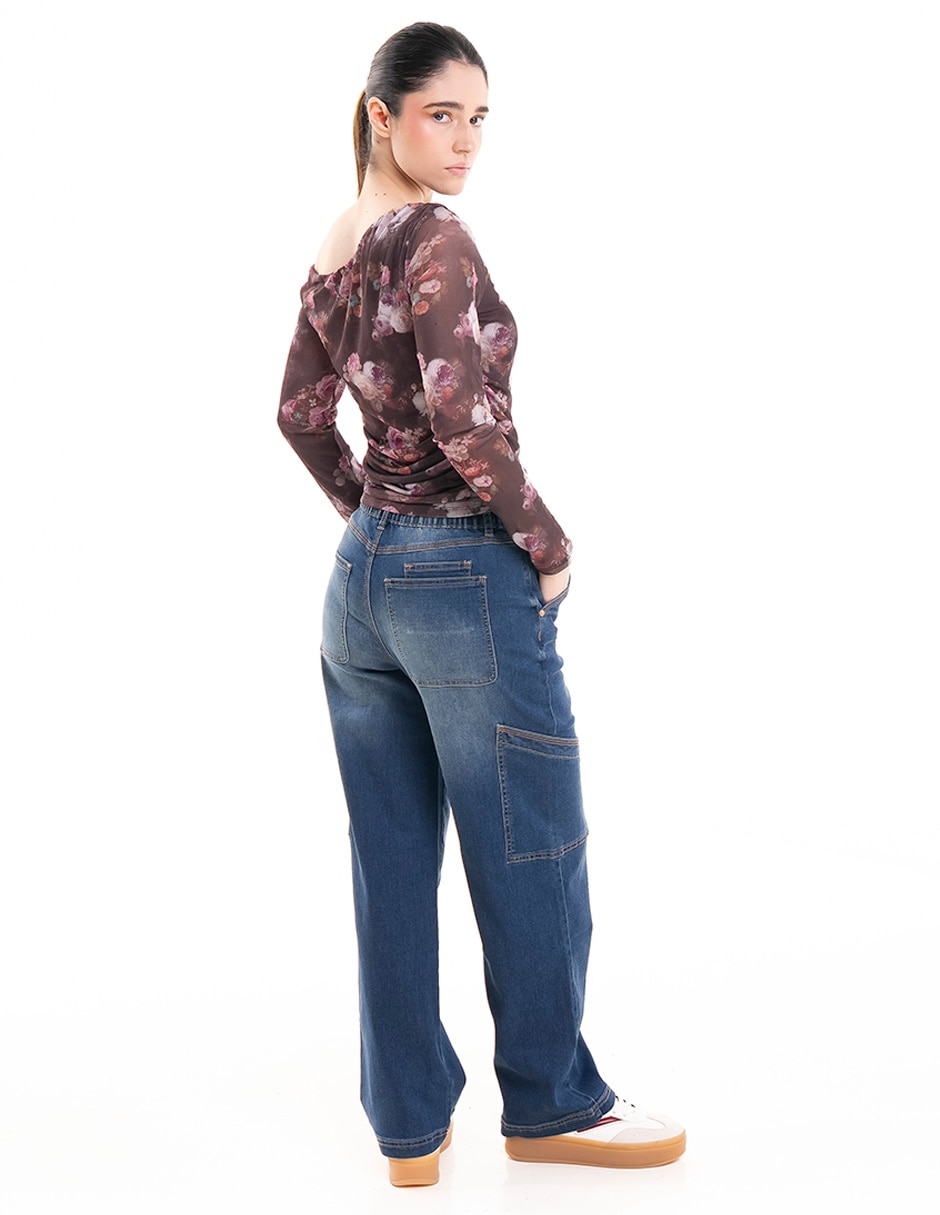 Jeans straight a la cintura para mujer