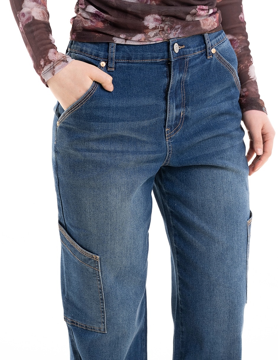 Jeans straight a la cintura para mujer