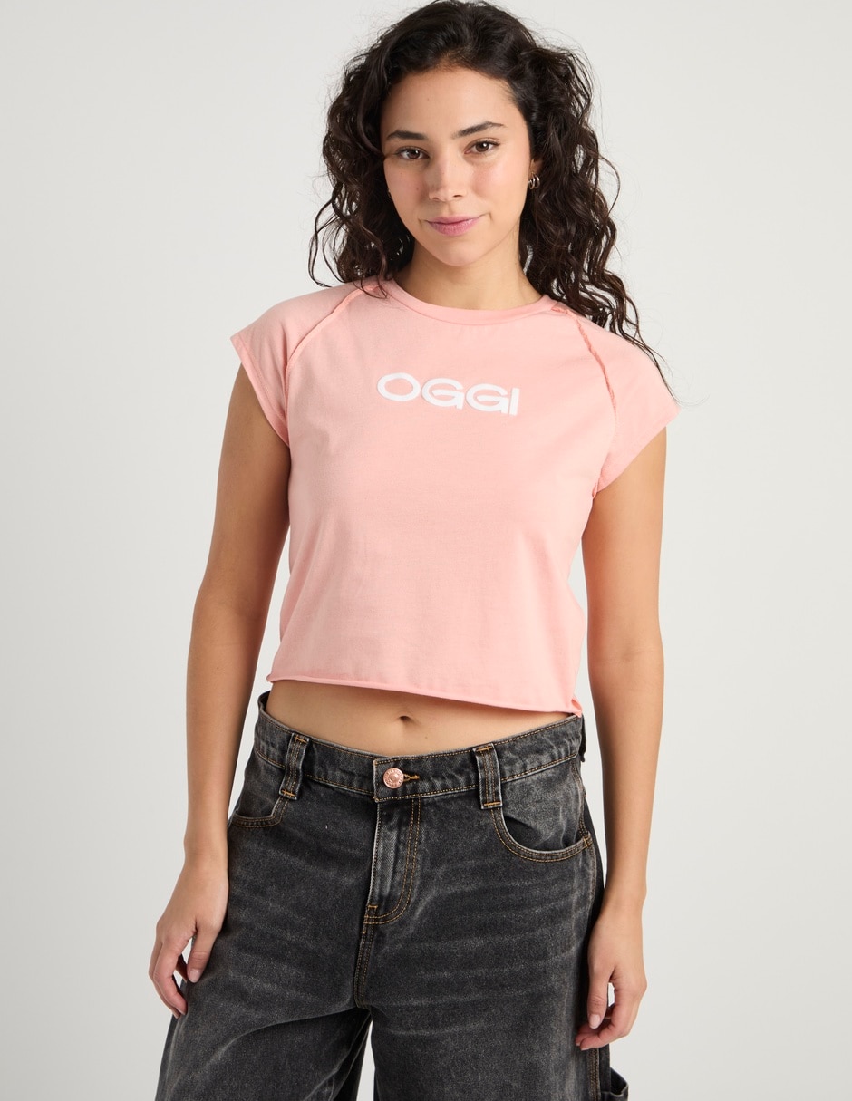 Playera manga corta cuello redondo para mujer