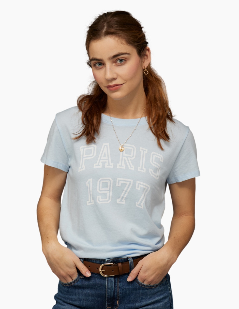 Playera manga corta cuello redondo para mujer Playera manga corta cuello redondo para mujer