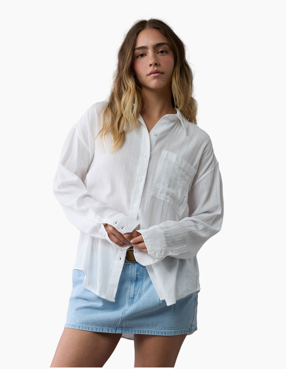Blusa camisera American Eagle manga larga para mujer