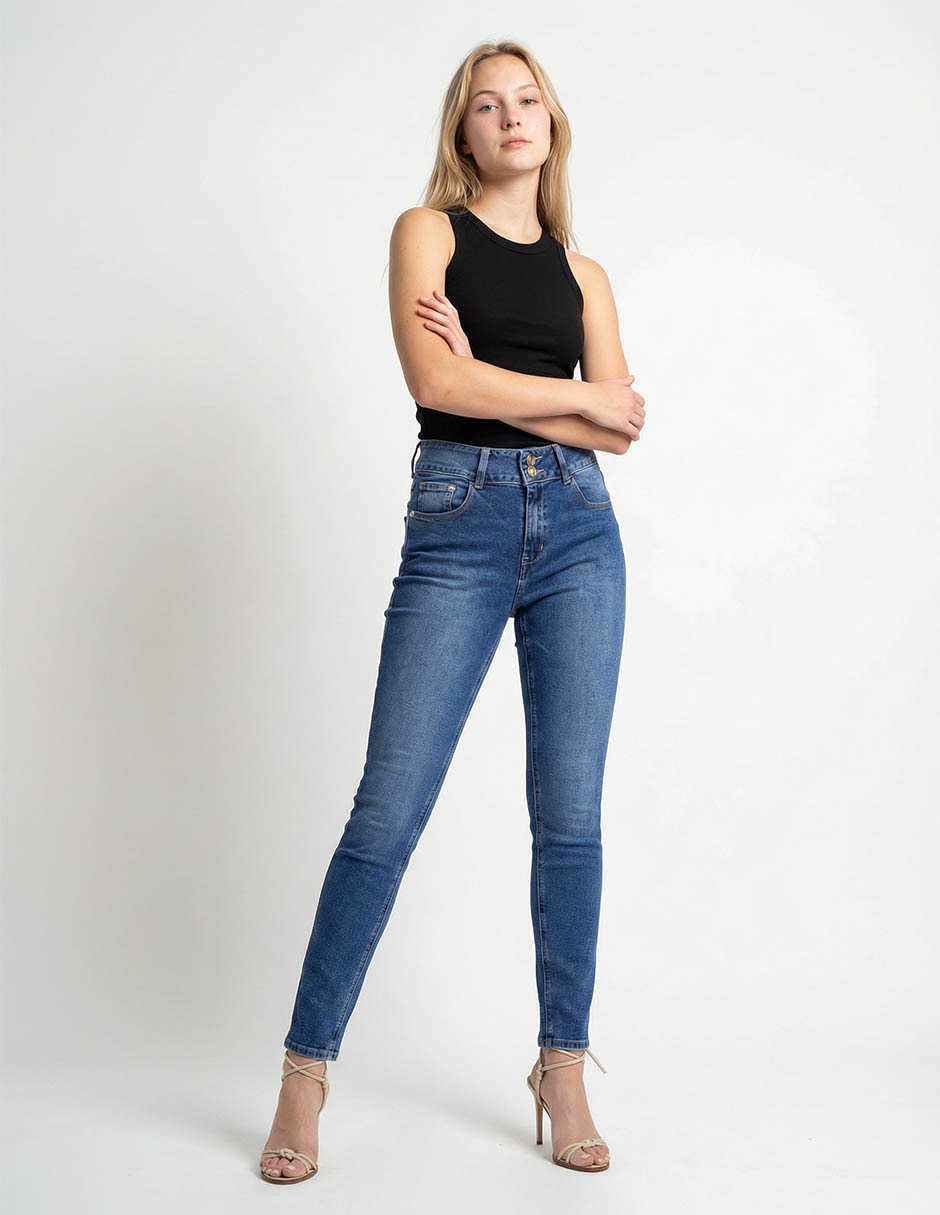 Jeans skinny cintura alta para mujer 7