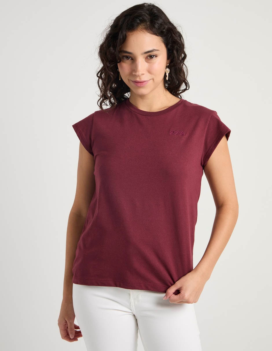 Playera manga corta Oggi cuello redondo para mujer