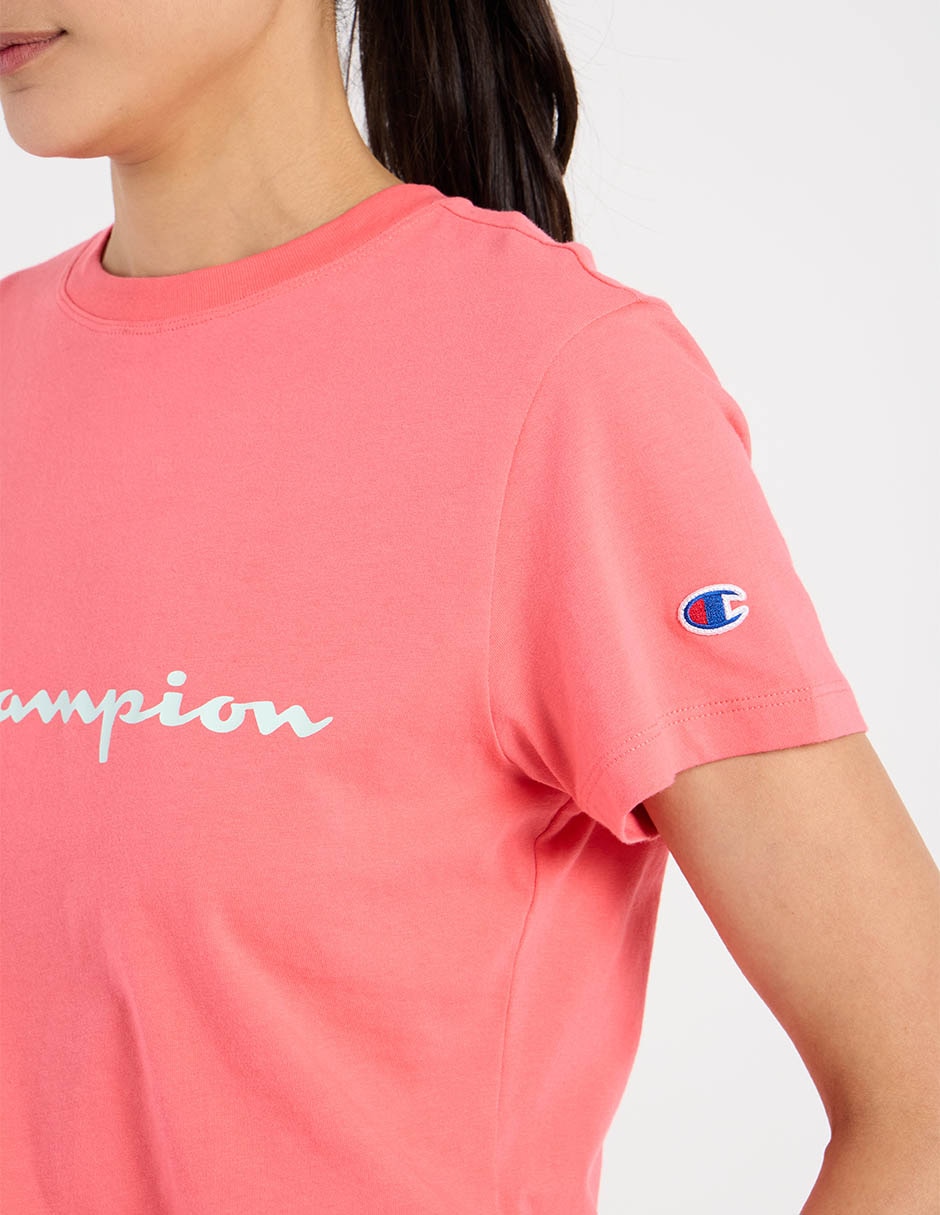 Playera manga al codo Champion cuello redondo para mujer