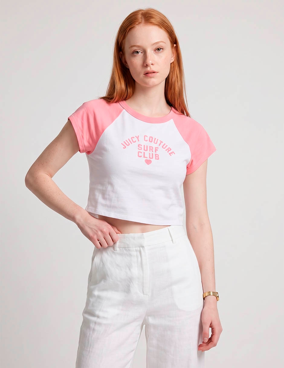 Playera manga corta jucy couture cuello redondo para mujer Playera manga corta jucy couture cuello redondo para mujer
