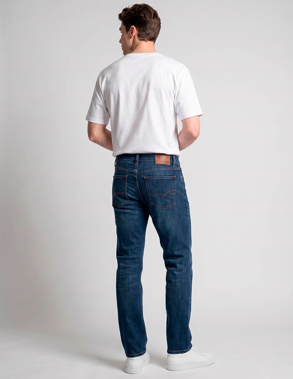 Jeans straight lavado obscuro para hombre 4