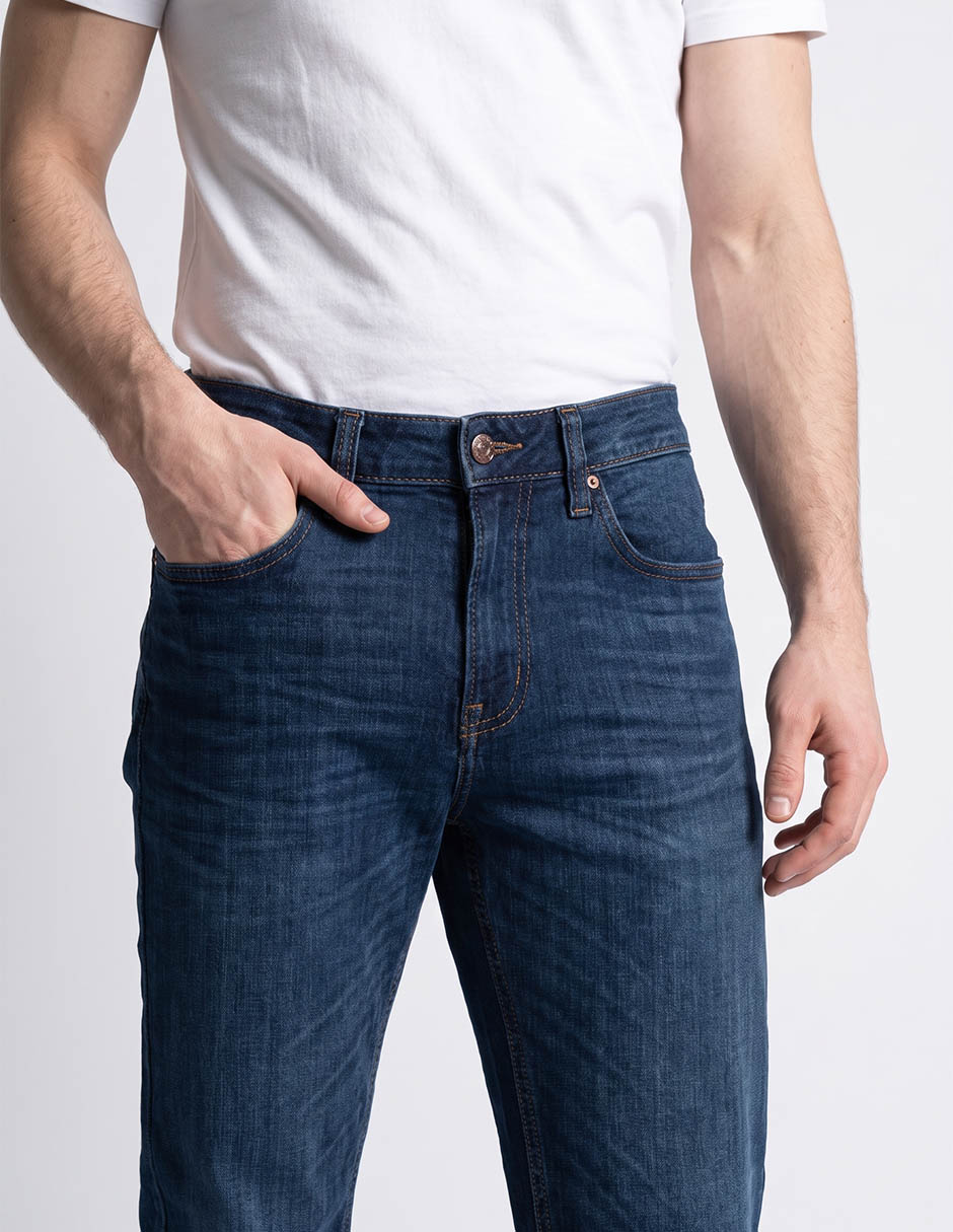 Jeans straight lavado obscuro para hombre 2