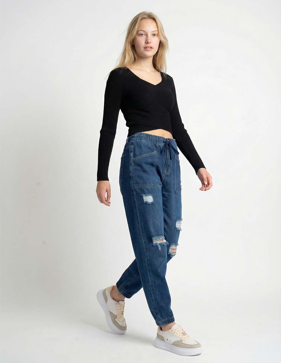 Jeans jogger straight cintura alta Oggi para mujer