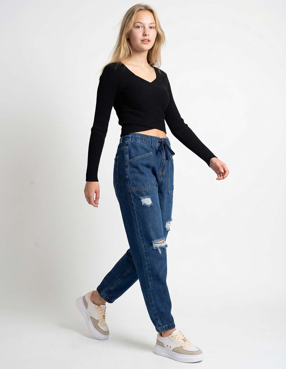 Jeans jogger straight cintura alta Oggi para mujer