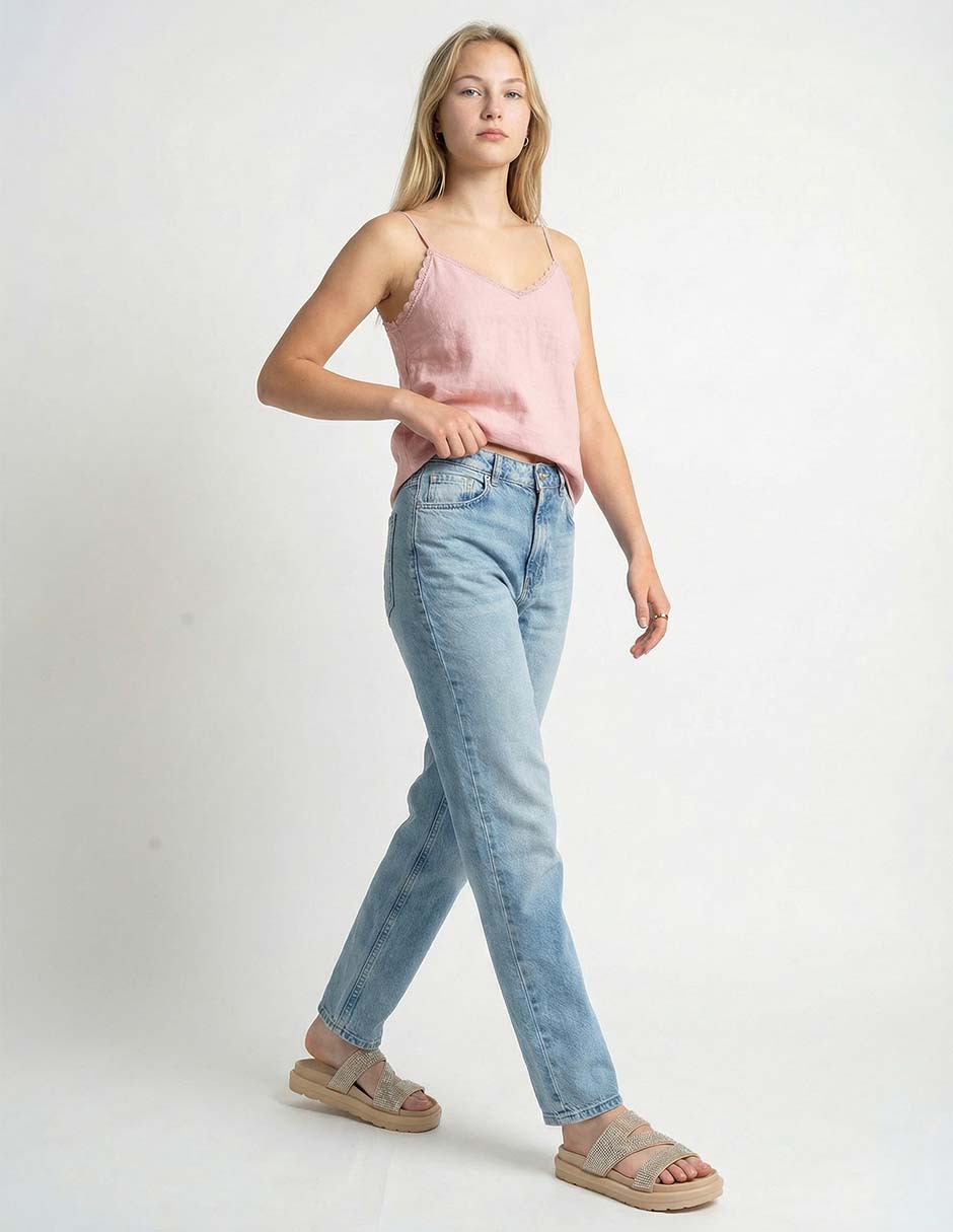 Jeans straight cintura Oggi para mujer