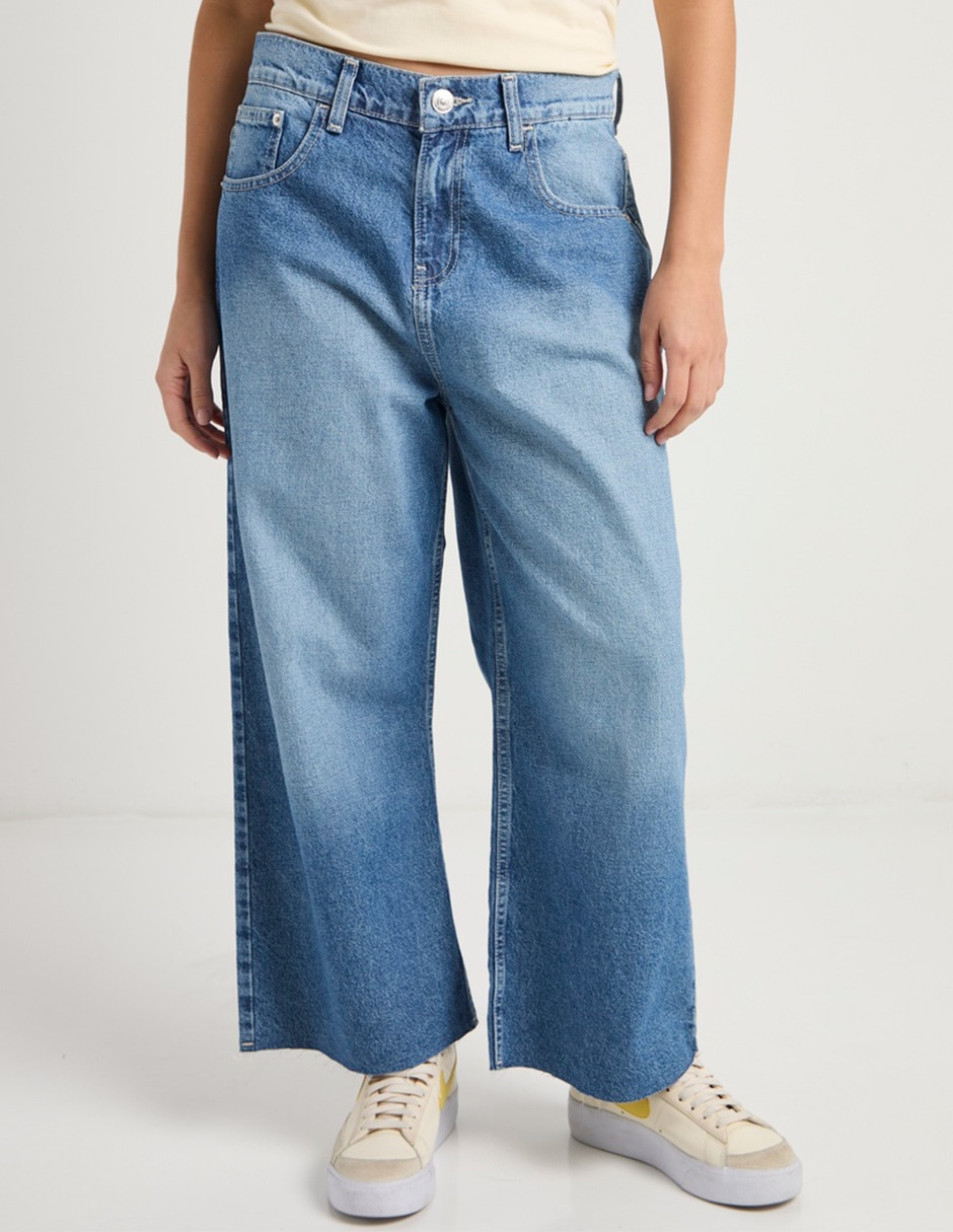 Jeans wide leg cintura Oggi para mujer