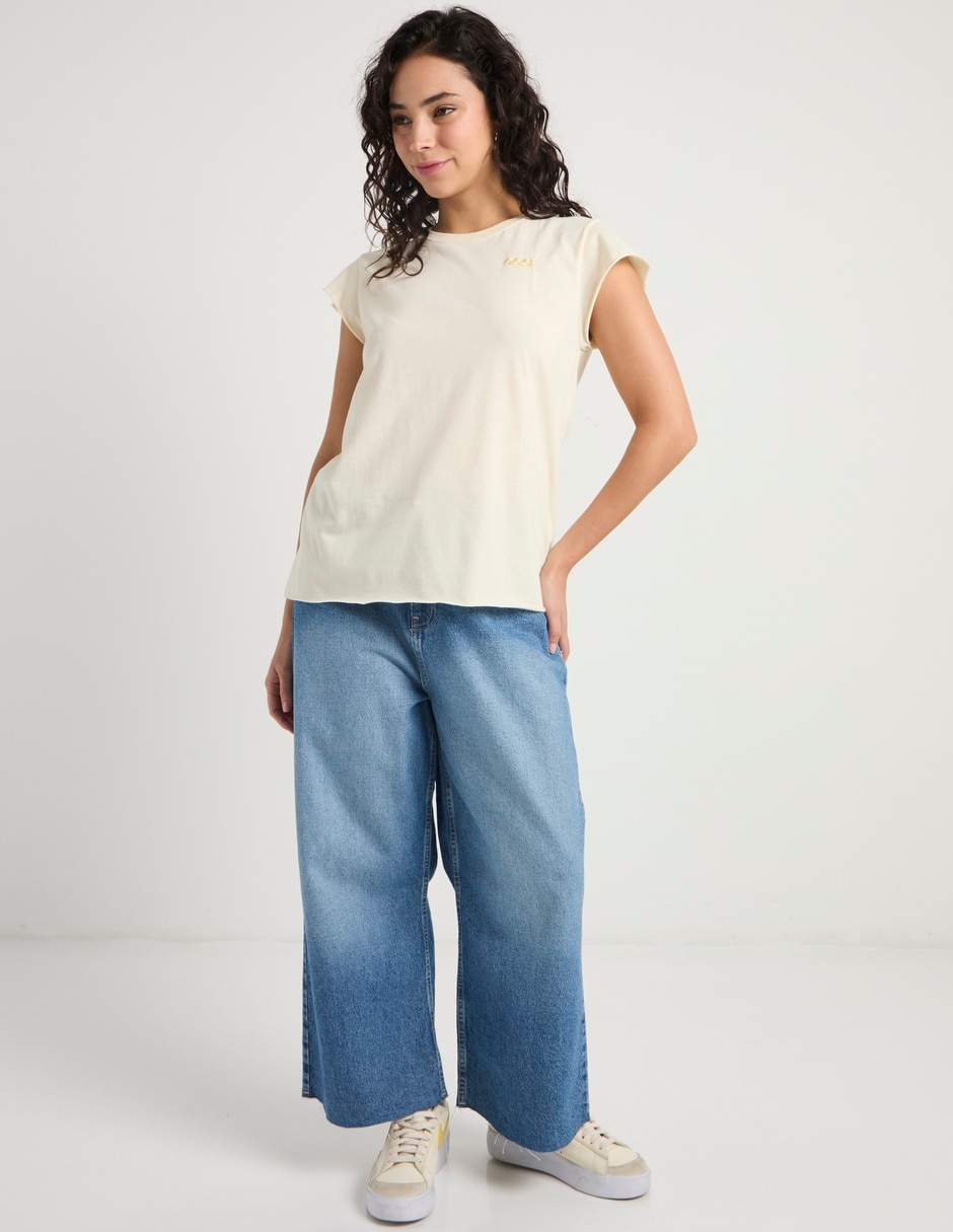 Jeans wide leg cintura Oggi para mujer
