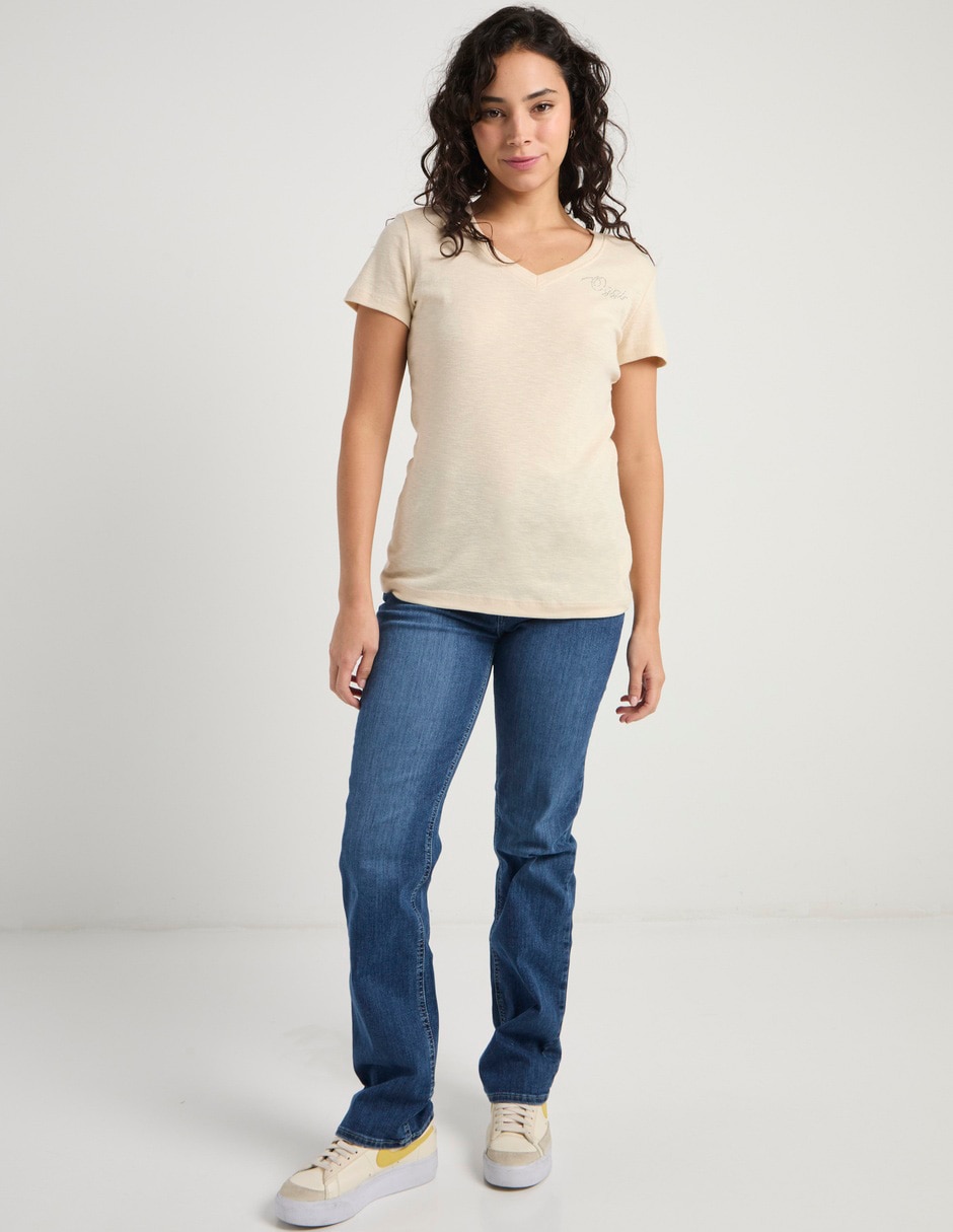 Playera manga corta Oggi cuello v para mujer