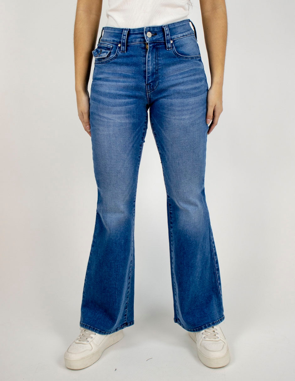 Jeans flare a la cintura para mujer
